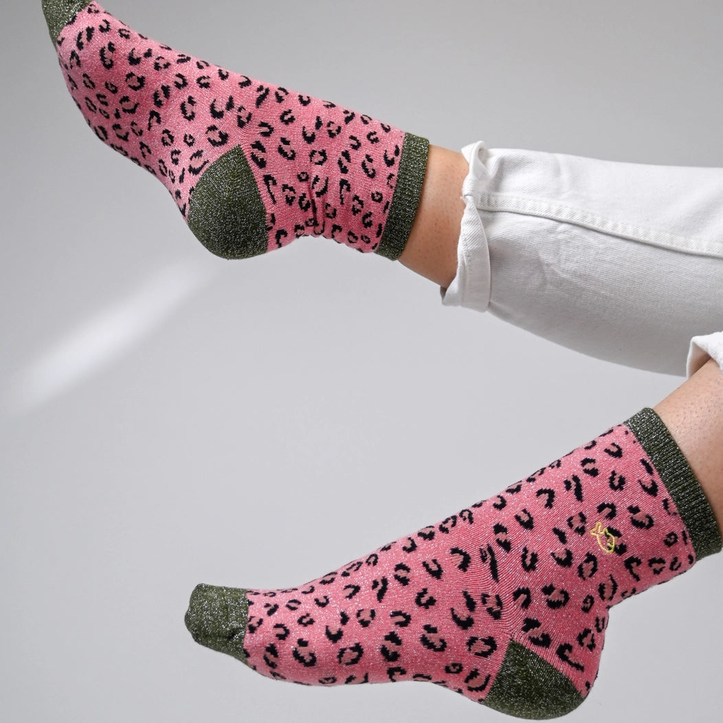 Chaussettes léopard ROSE/KAKI