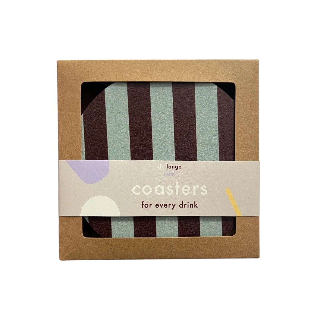 Dessous de verre rayés - MENTHE/AUBERGINE