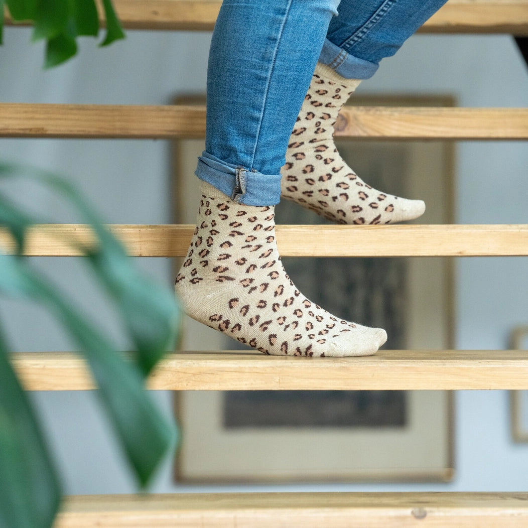 Chaussettes léopard Beige