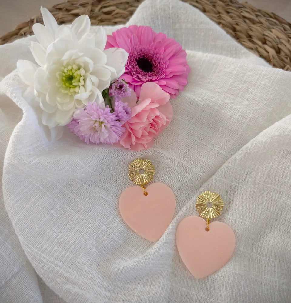Boucles d'oreille Coeur Rose