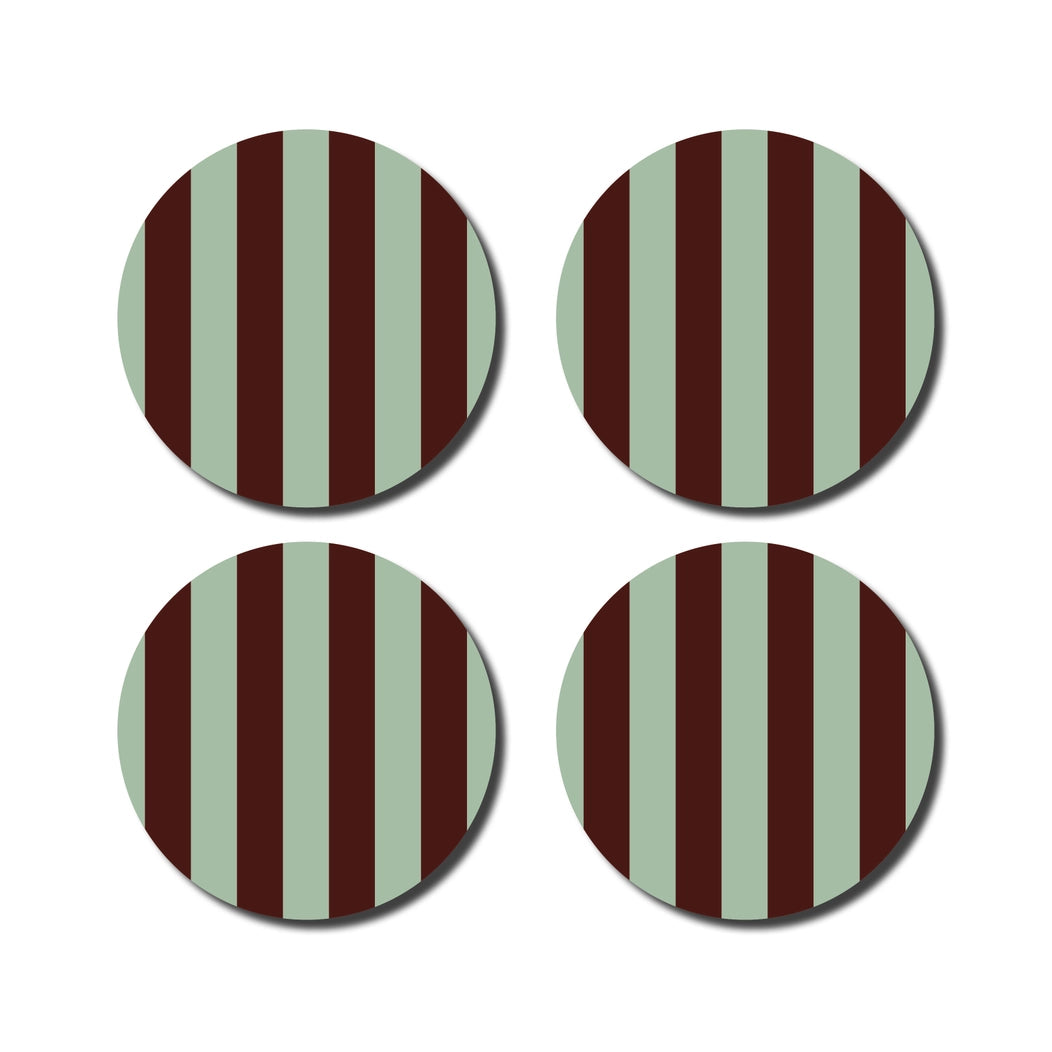 Dessous de verre rayés - MENTHE/AUBERGINE