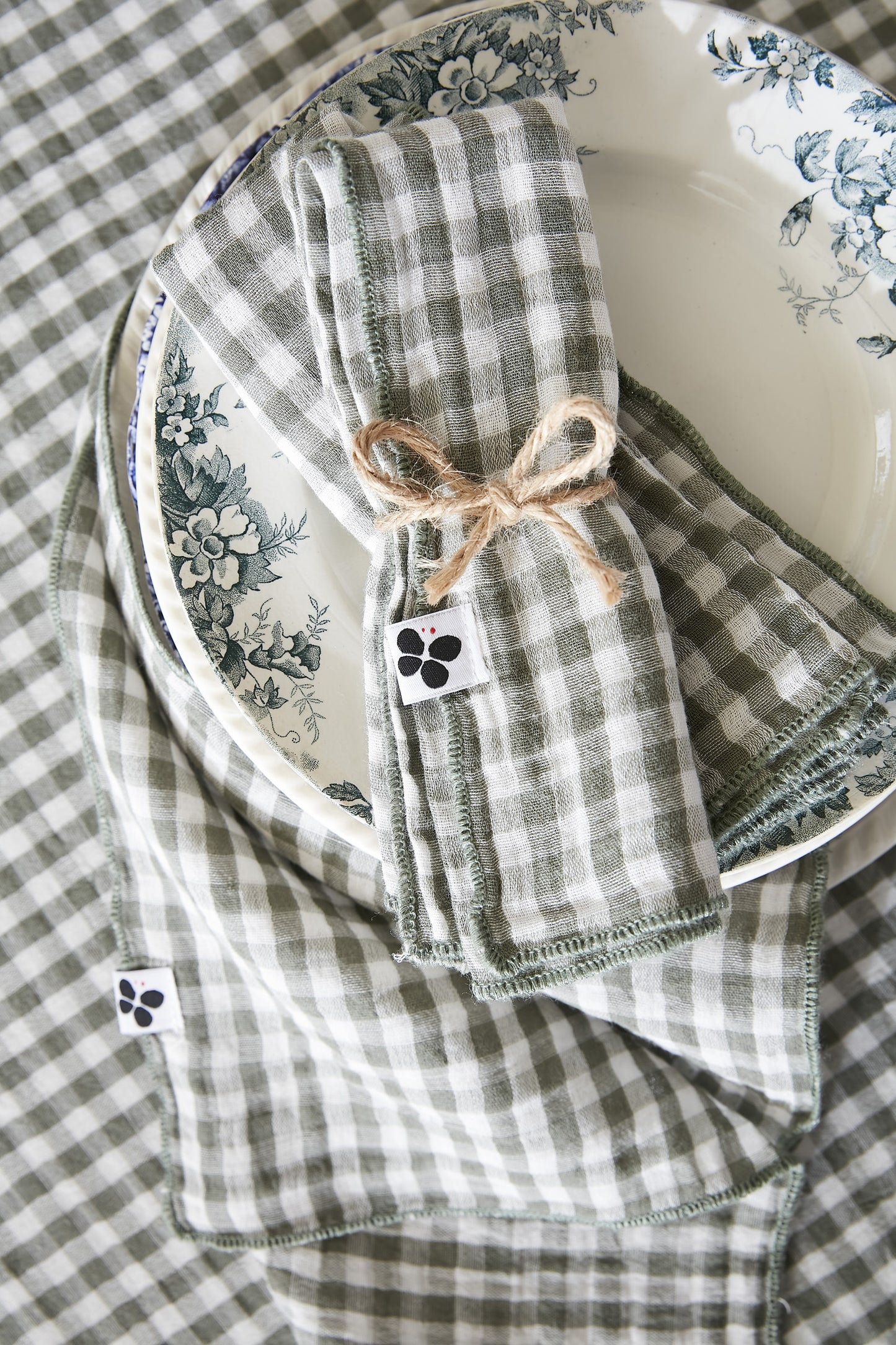 Lot de 3 serviettes Vichy Romarin