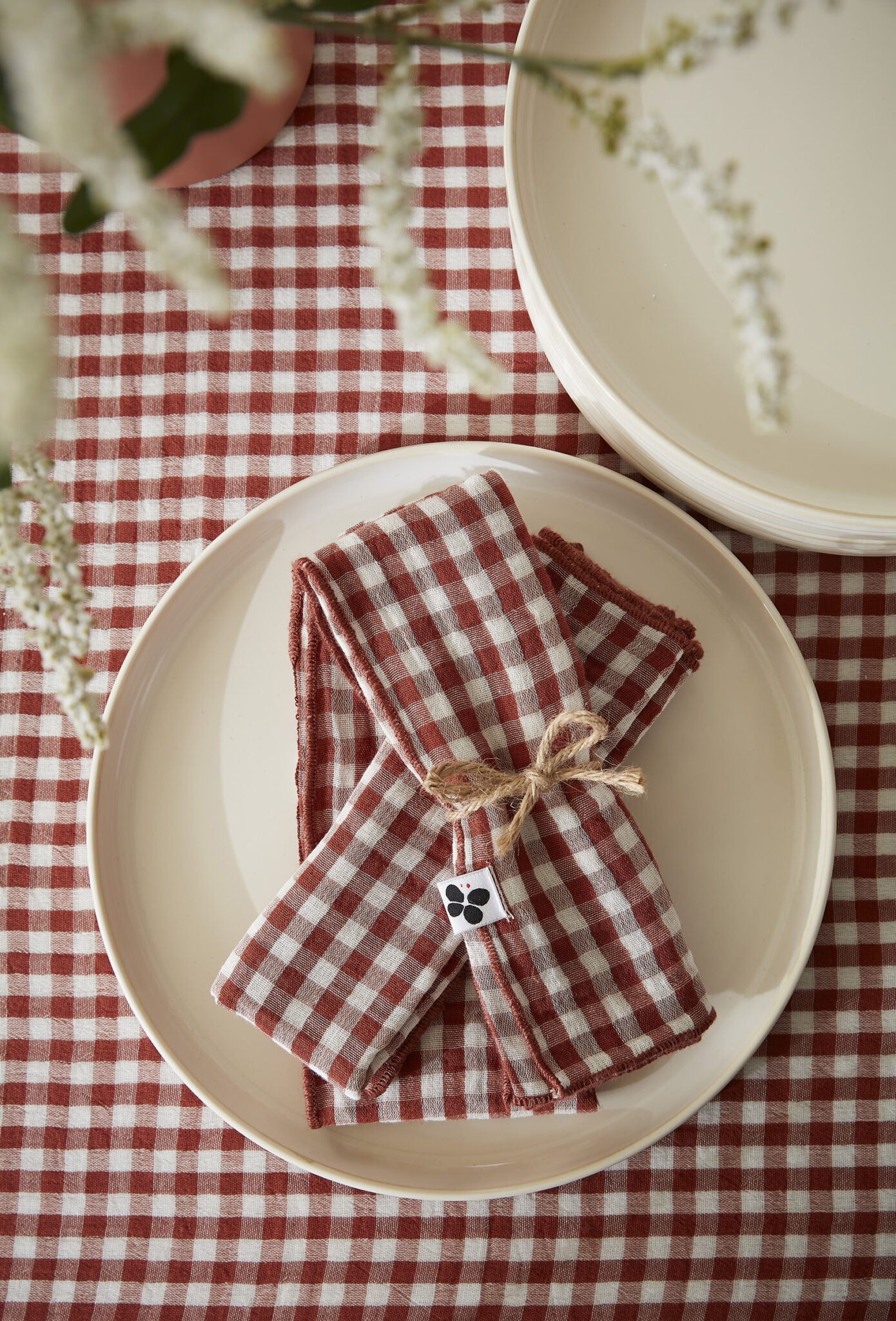Lot de 3 serviettes Vichy Terracotta
