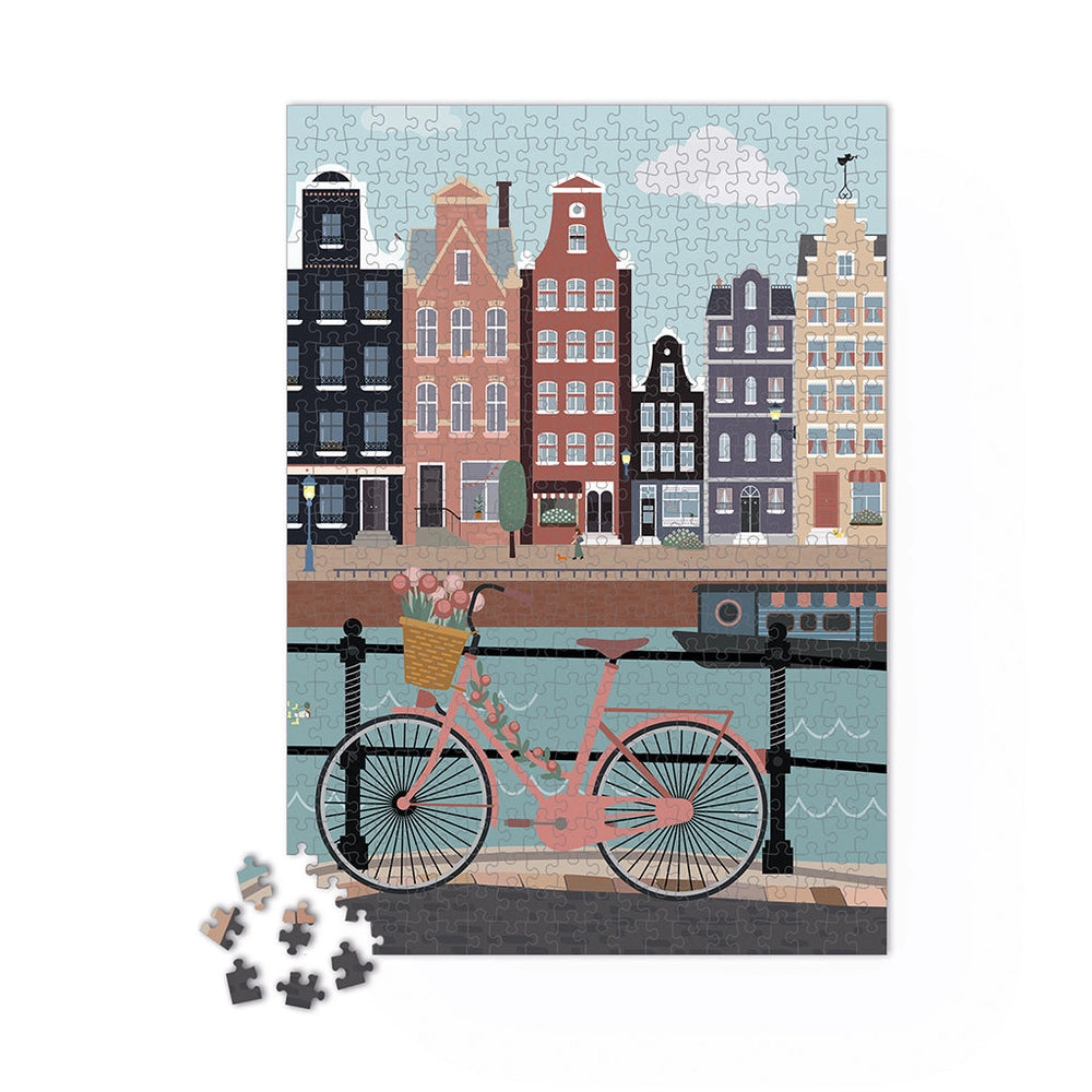 Puzzle 1000 pièces "Pédalons au fil de l'eau"