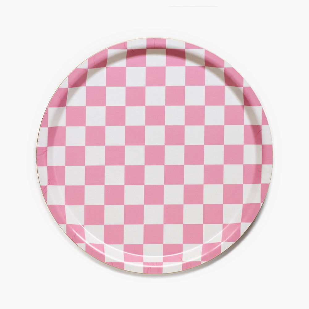 Plateau rond à damier - 31cm