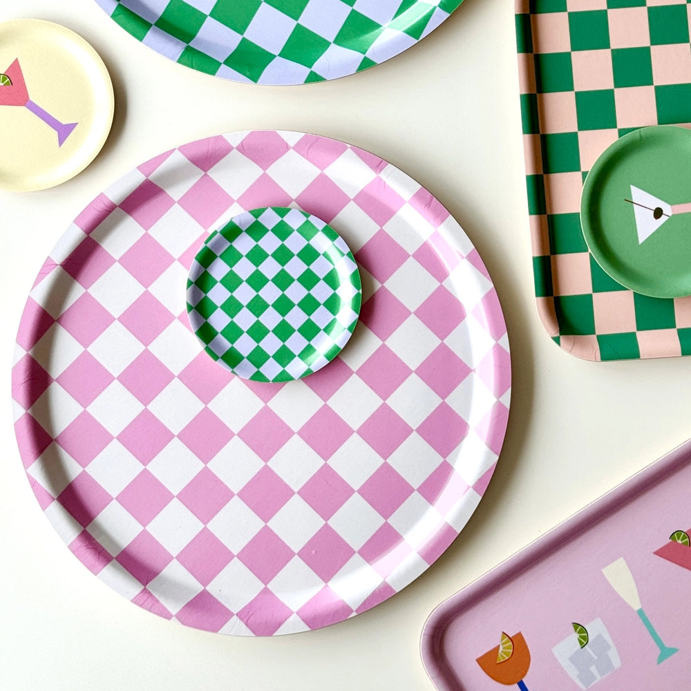 Plateau rond à damier - 31cm