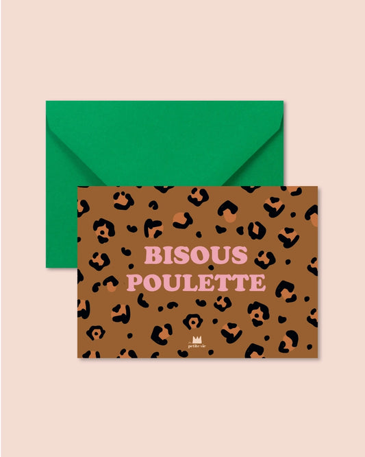 Carte + Enveloppe "Bisous Poulette"