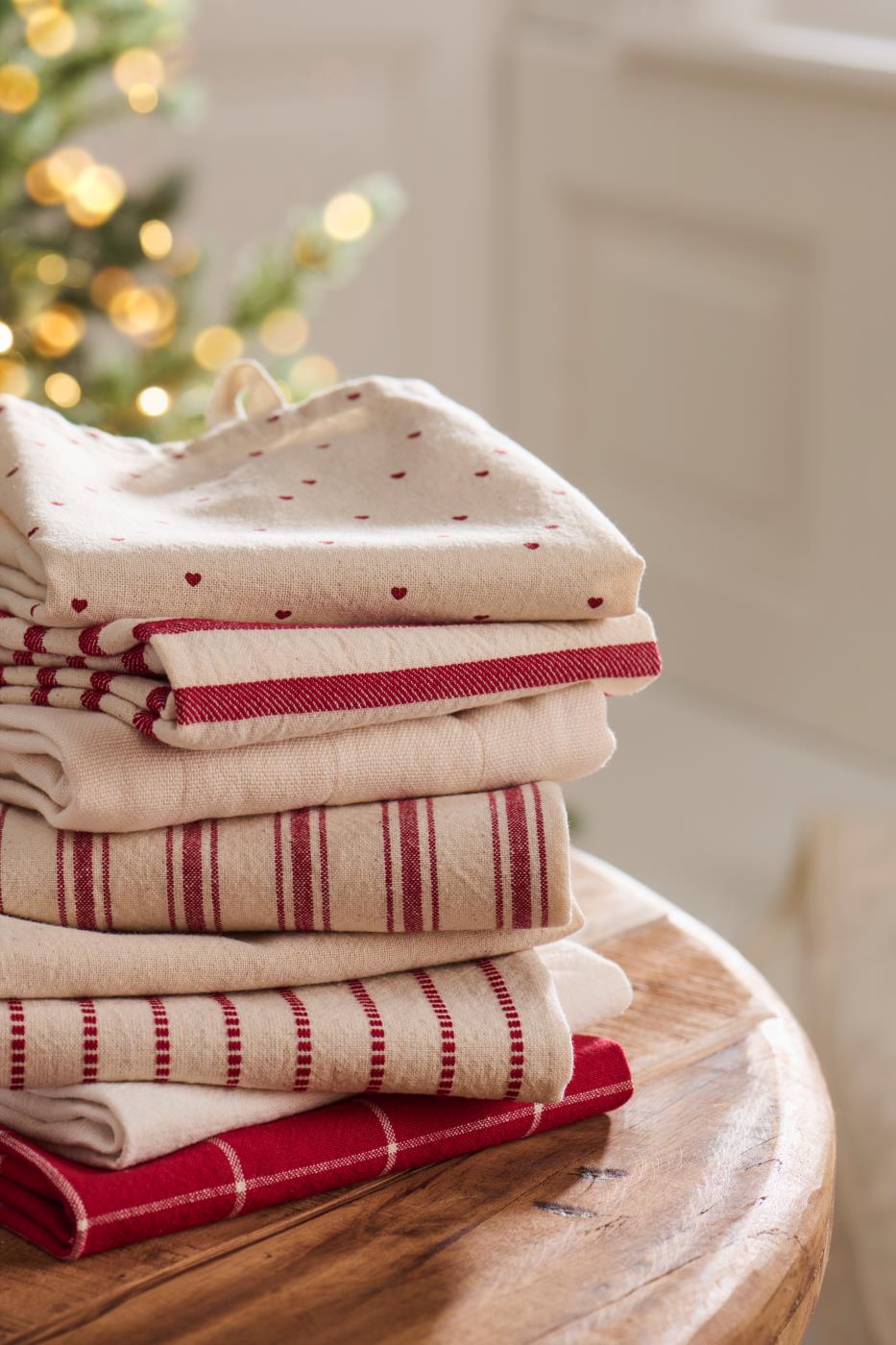 Torchon rayures rouge