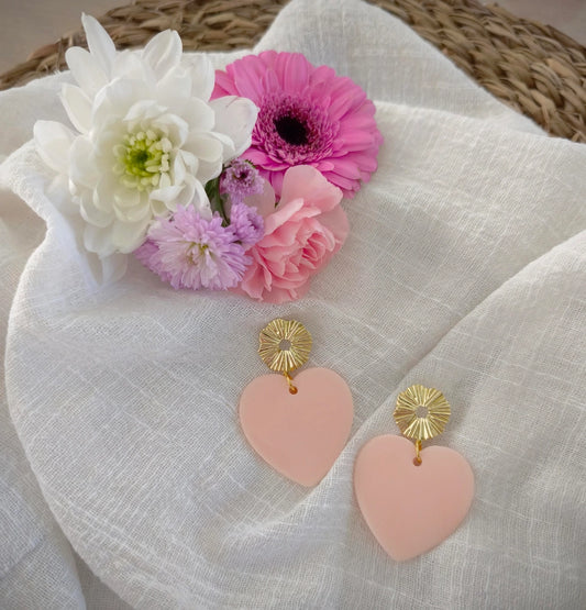 Boucles d'oreille Coeur Rose