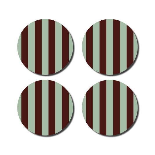 Dessous de verre rayés - MENTHE/AUBERGINE