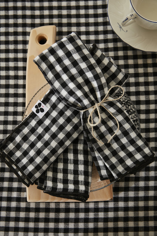 Lot de 3 serviettes Vichy Noir & Blanc