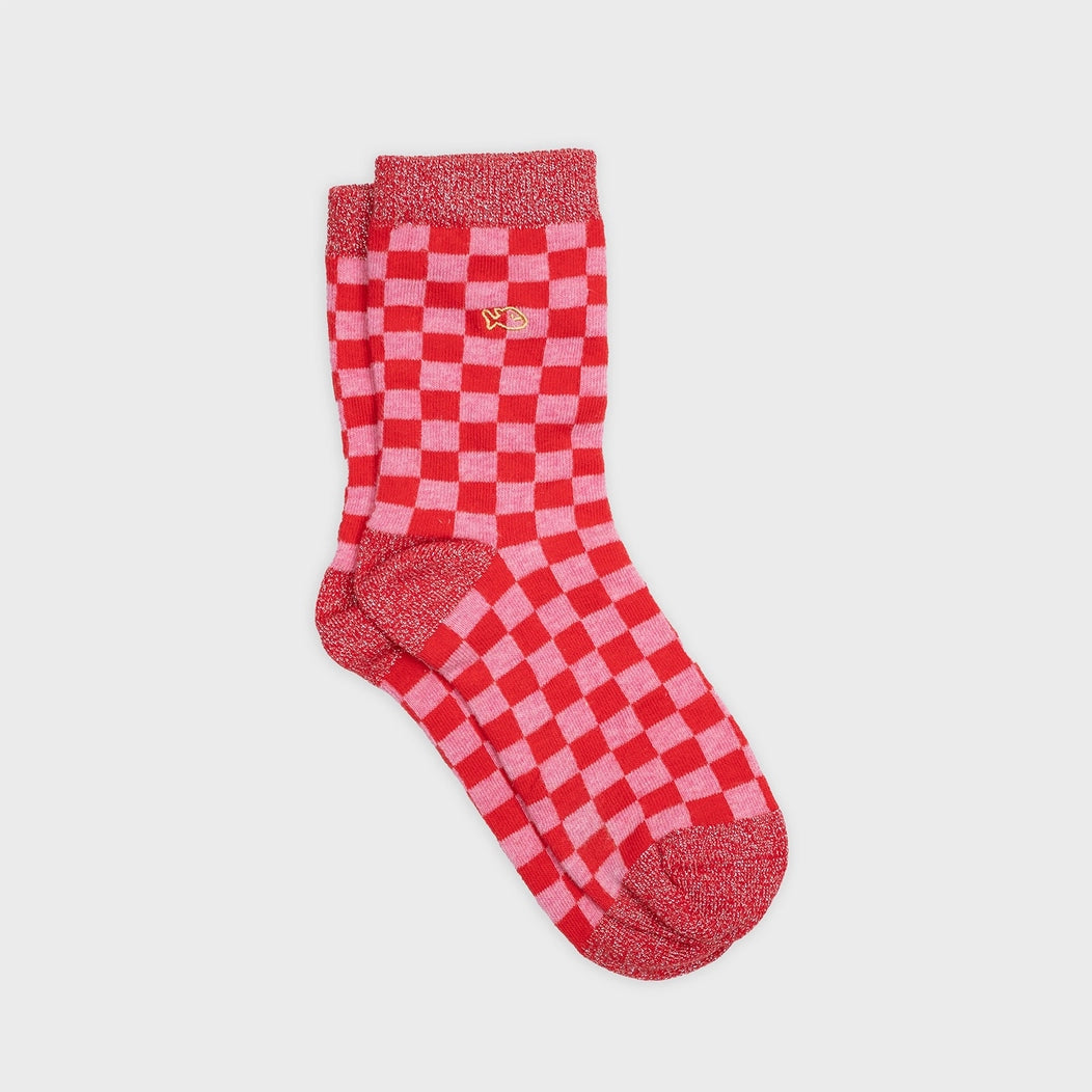 Chaussettes damier Rose