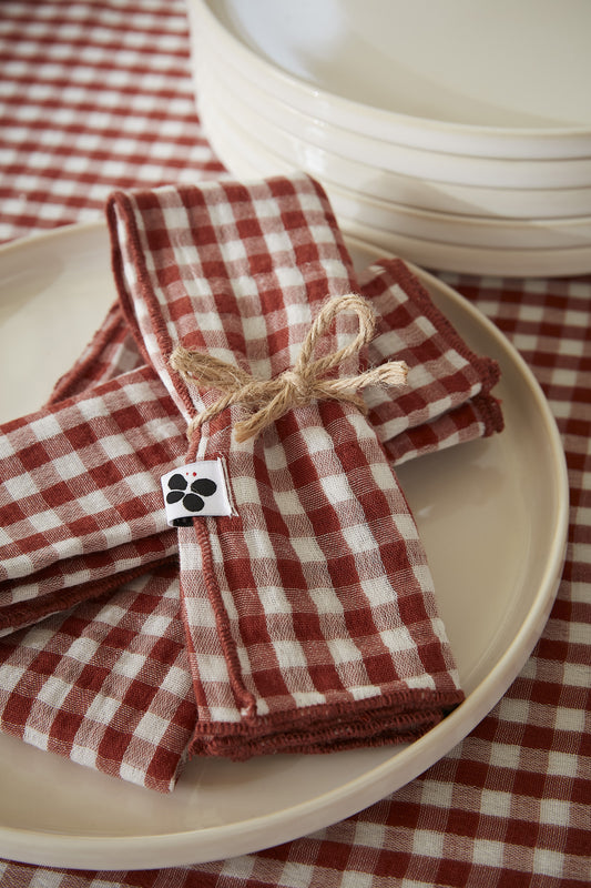 Lot de 3 serviettes Vichy Terracotta