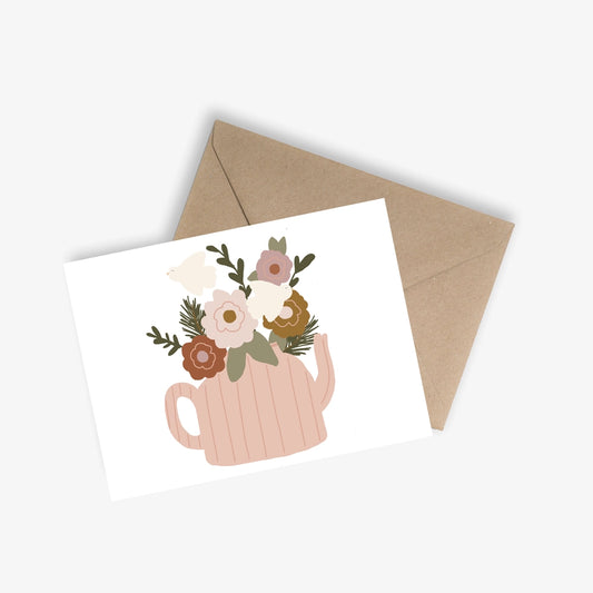 Carte + Enveloppe "La théière fleurie"