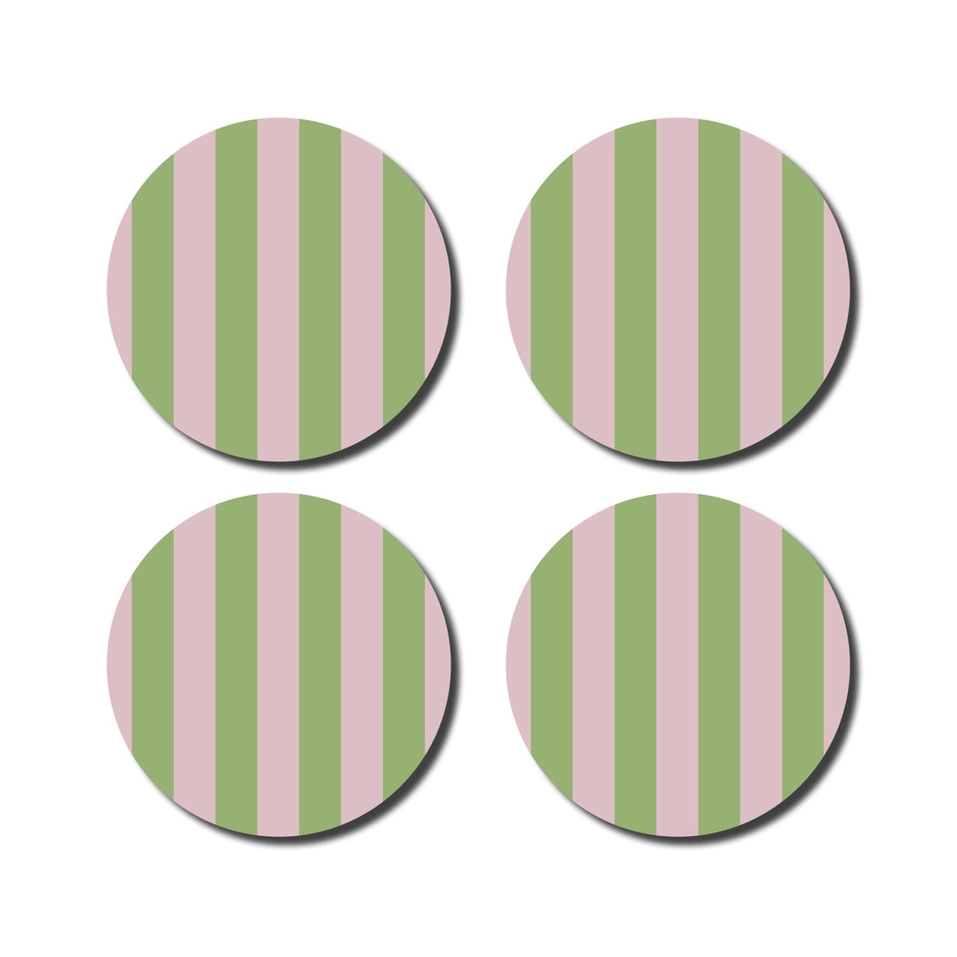 Dessous de verres rayés VERT/ROSE