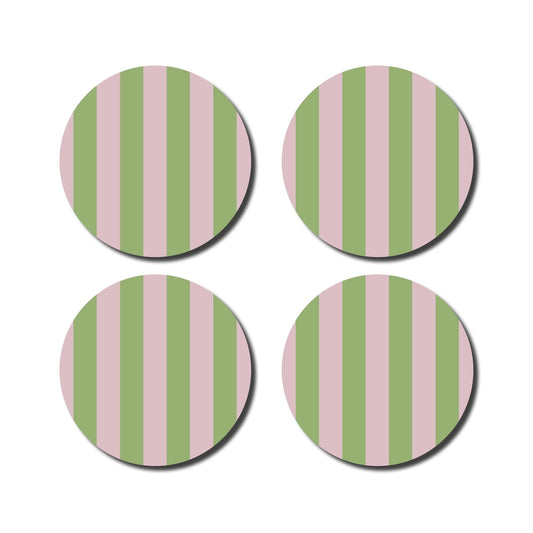 Dessous de verres rayés VERT/ROSE