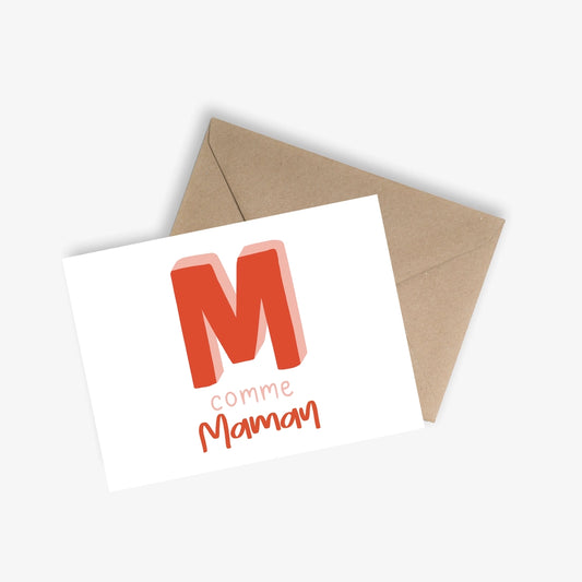 Carte + Enveloppe "M comme Maman"