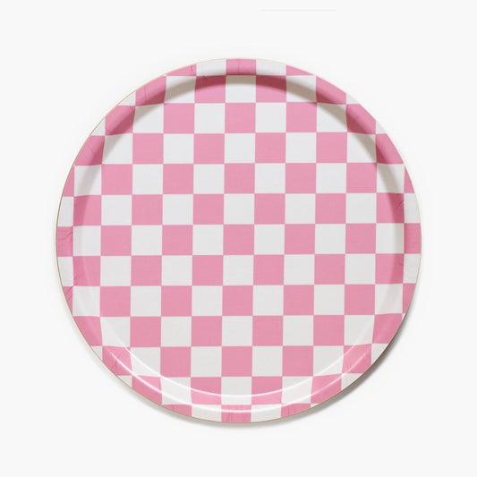 Plateau rond à damier - 31cm