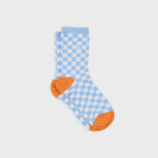 Chaussettes damier BLEU/ORANGE