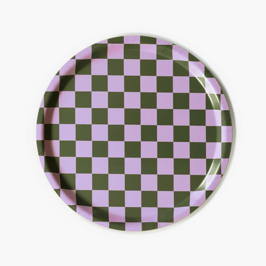 Plateau rond à damier